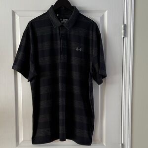 Under Armour Men's Gray & Black Striped Polo Shirt, Size 2XL
